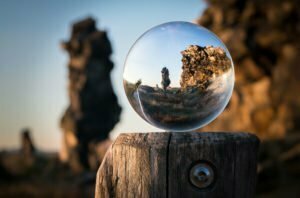 A crystal ball outside in the wilderness