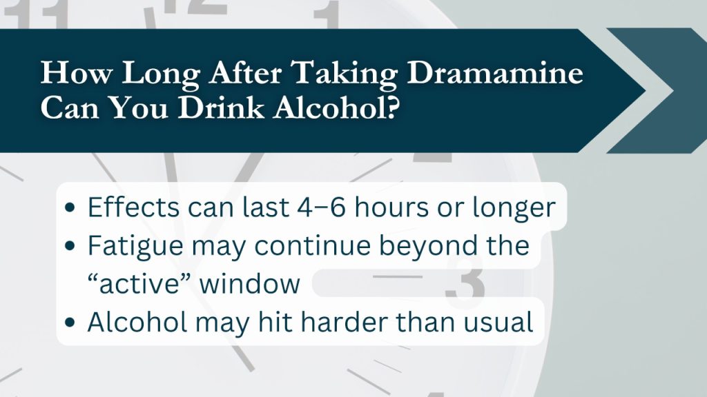 How long after taking dramamine can you drink alcohol